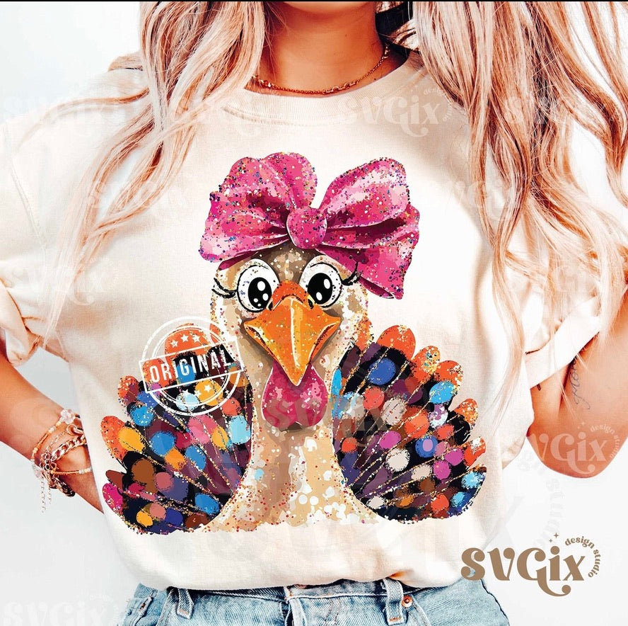 Turkey with Pink Bow