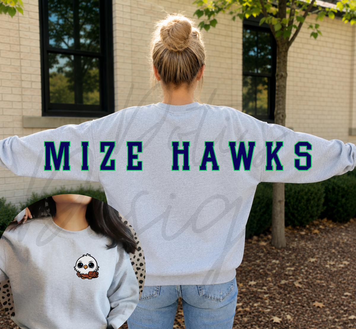 Mize Hawks Varsity Sweatshirt - Back/Pocket Design