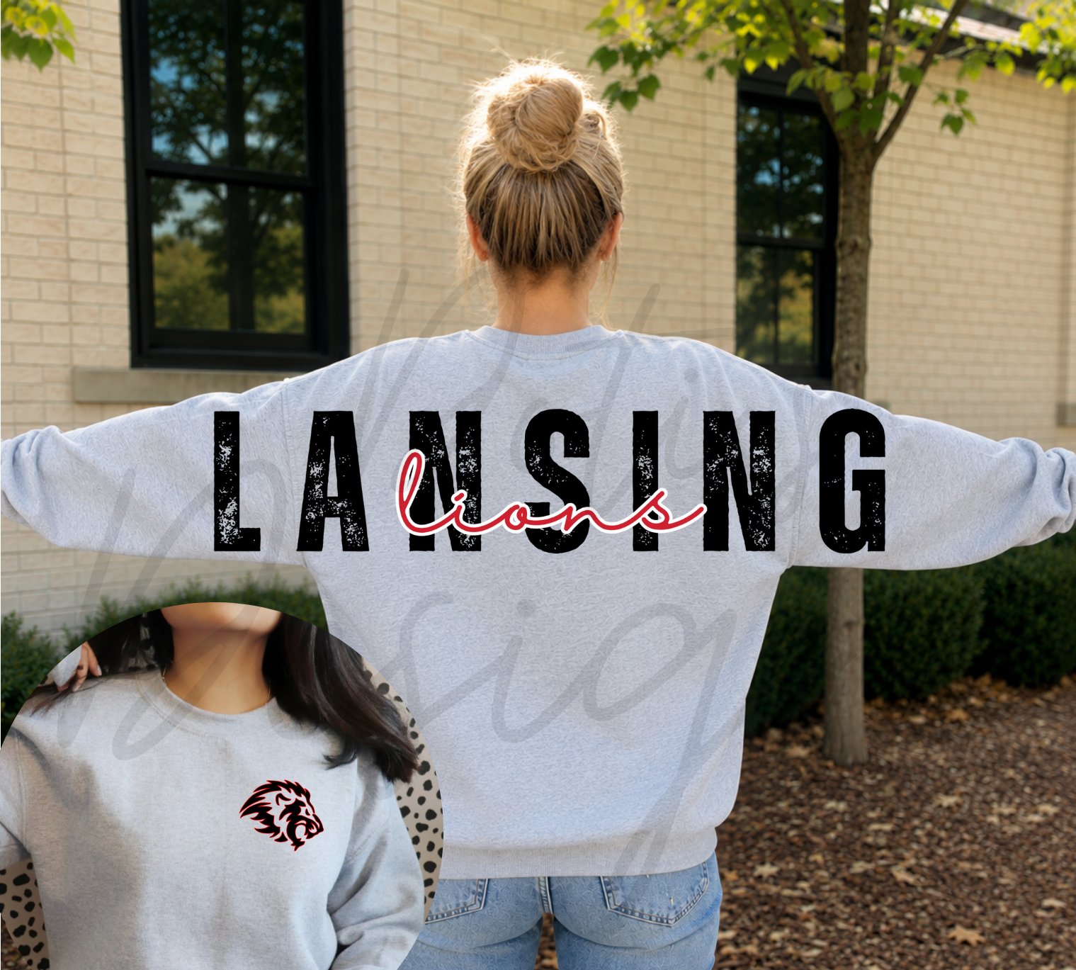 Lansing Lions Varsity Sweatshirt - Back/Pocket Design