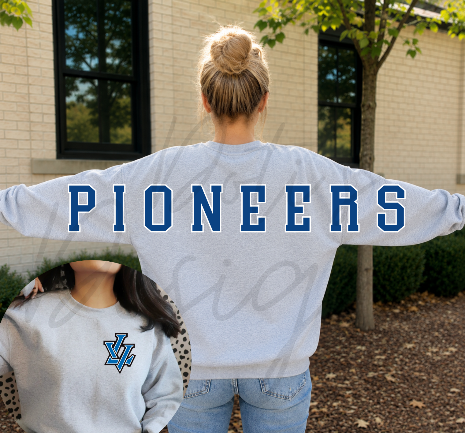 Pioneers Varsity Sweatshirt - Back/Pocket Design