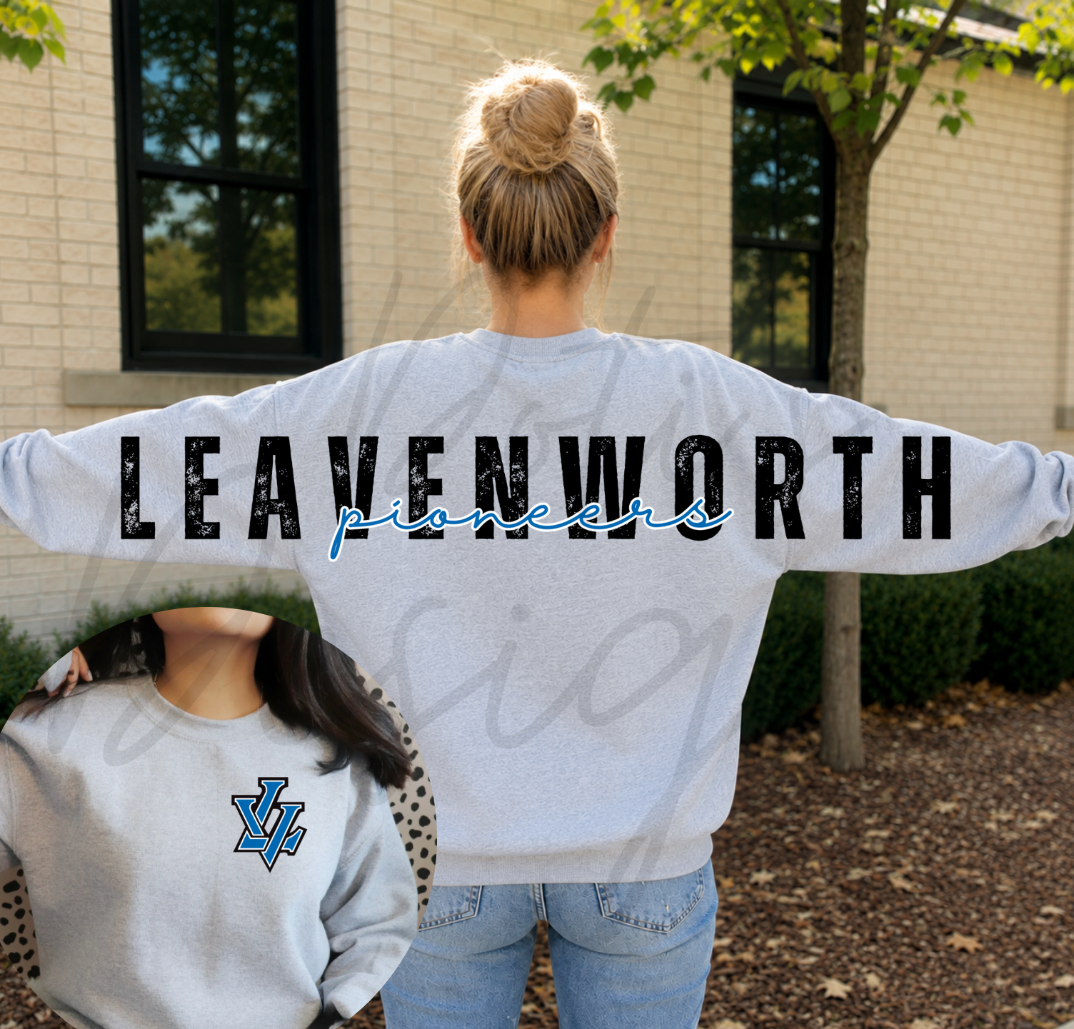 Leavenworth Pioneers Varsity Sweatshirt - Back/Pocket Design
