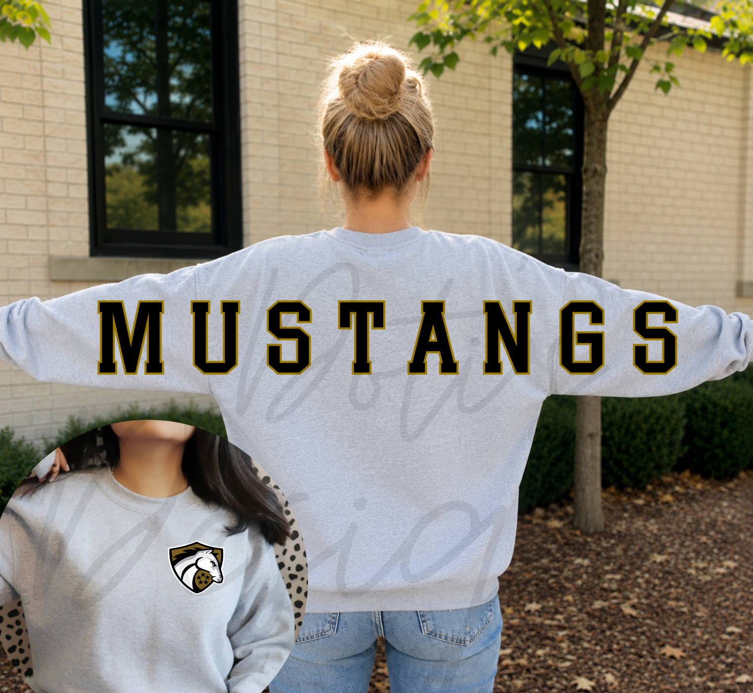 Mustangs Varsity Sweatshirt - Back/Pocket Design