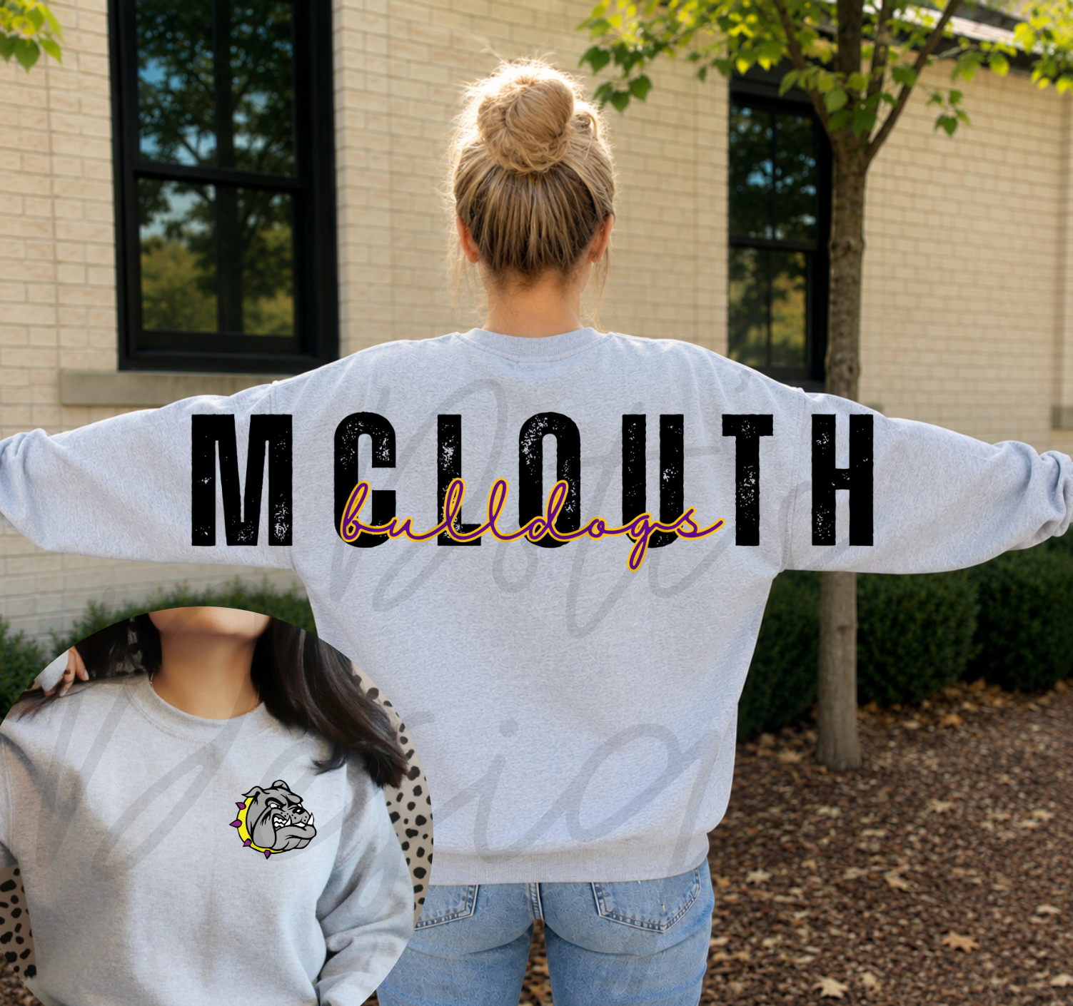 McLouth Bulldogs Varsity Sweatshirt - Back/Pocket Design