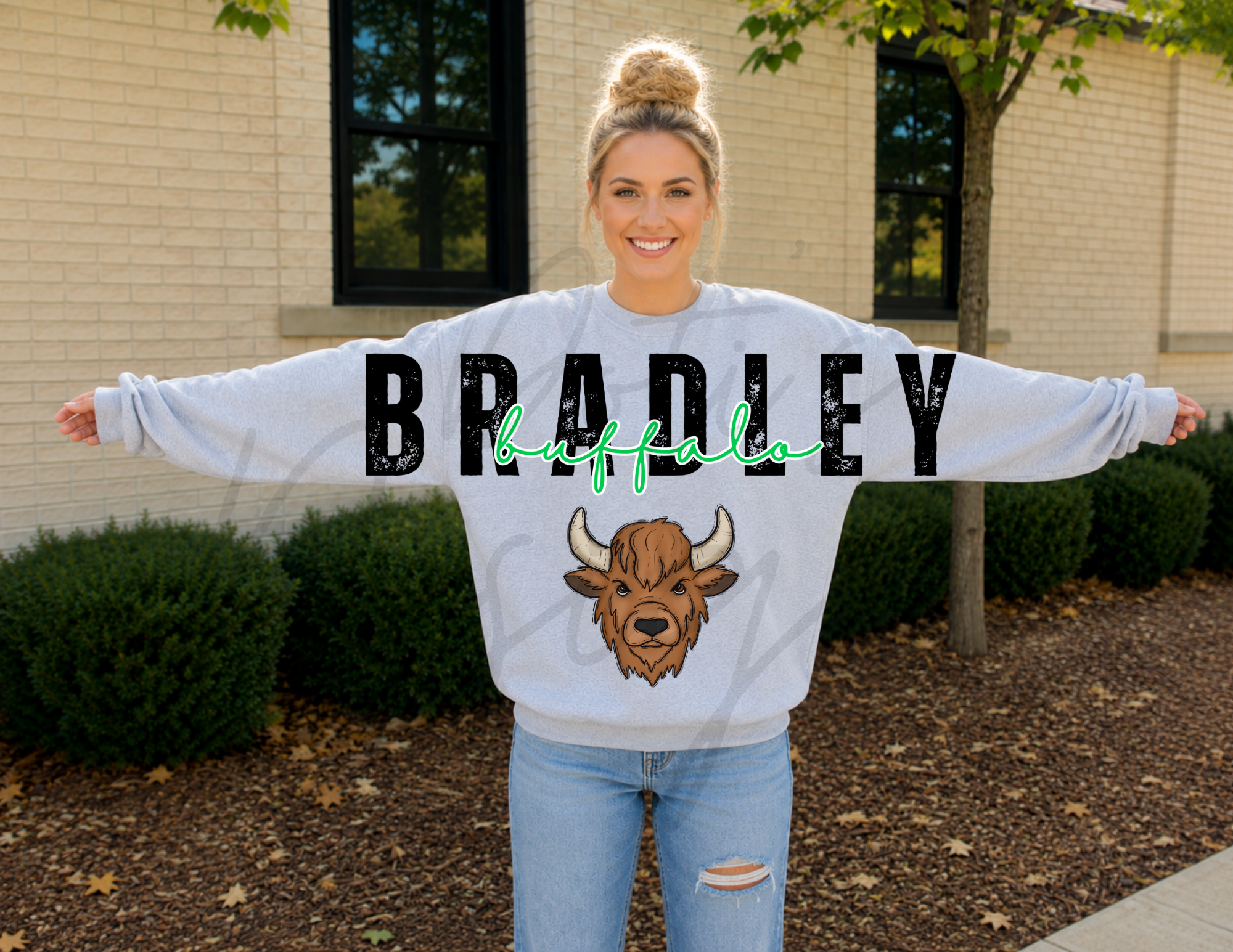 Bradley Buffalo Varsity Sweatshirt - Front Design