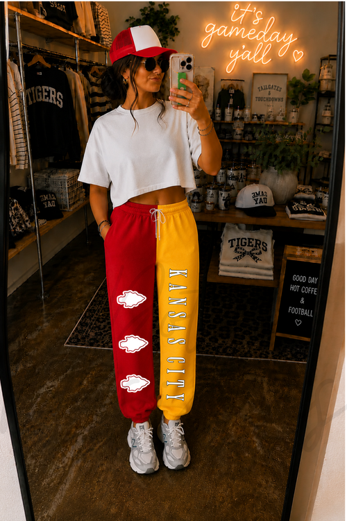 **PRE-ORDER** KC Split Sweatpants RED/GOLD