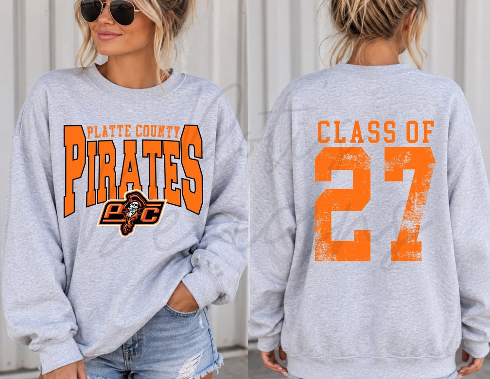 Platte County Pirates - Retro School Mascot