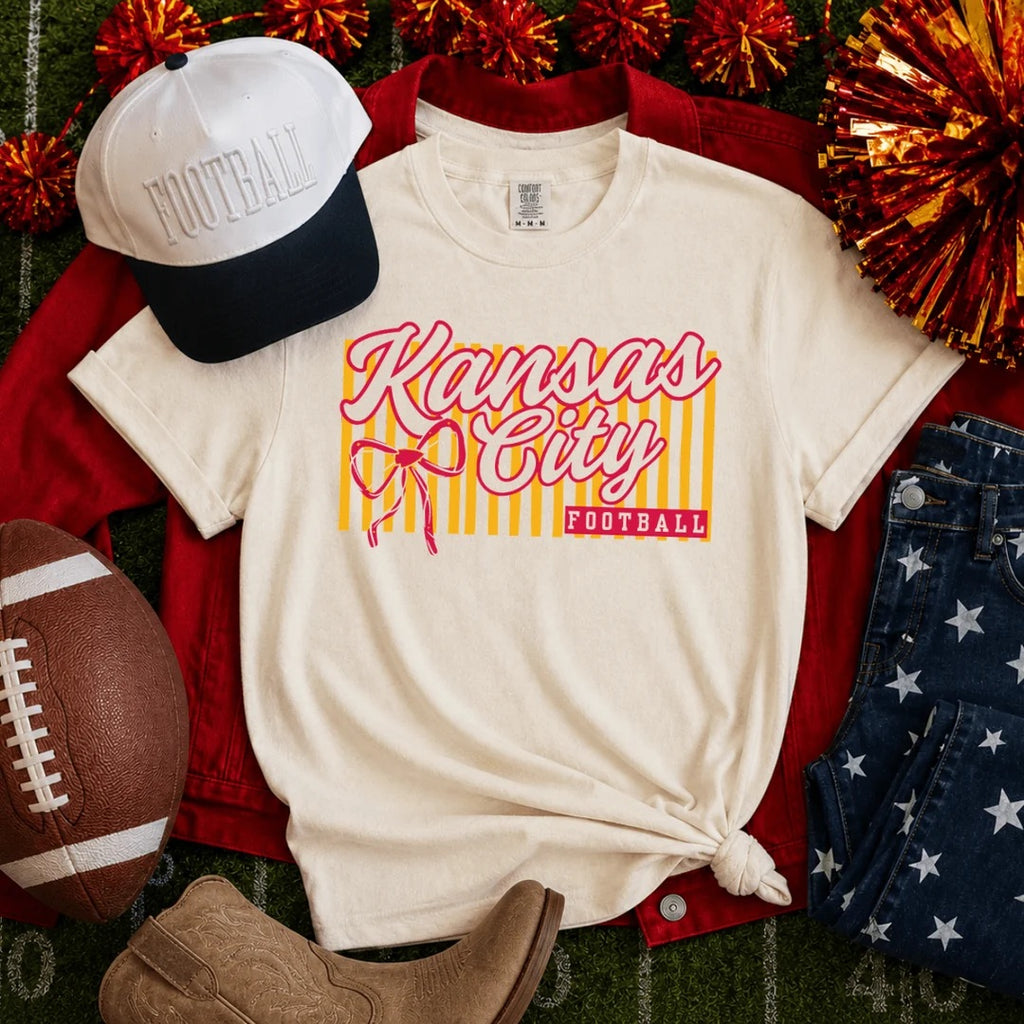 KC Football Striped Bow
