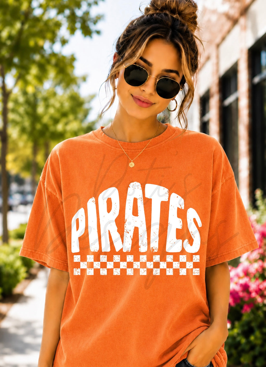 Orange Pirates Checkered Mascot
