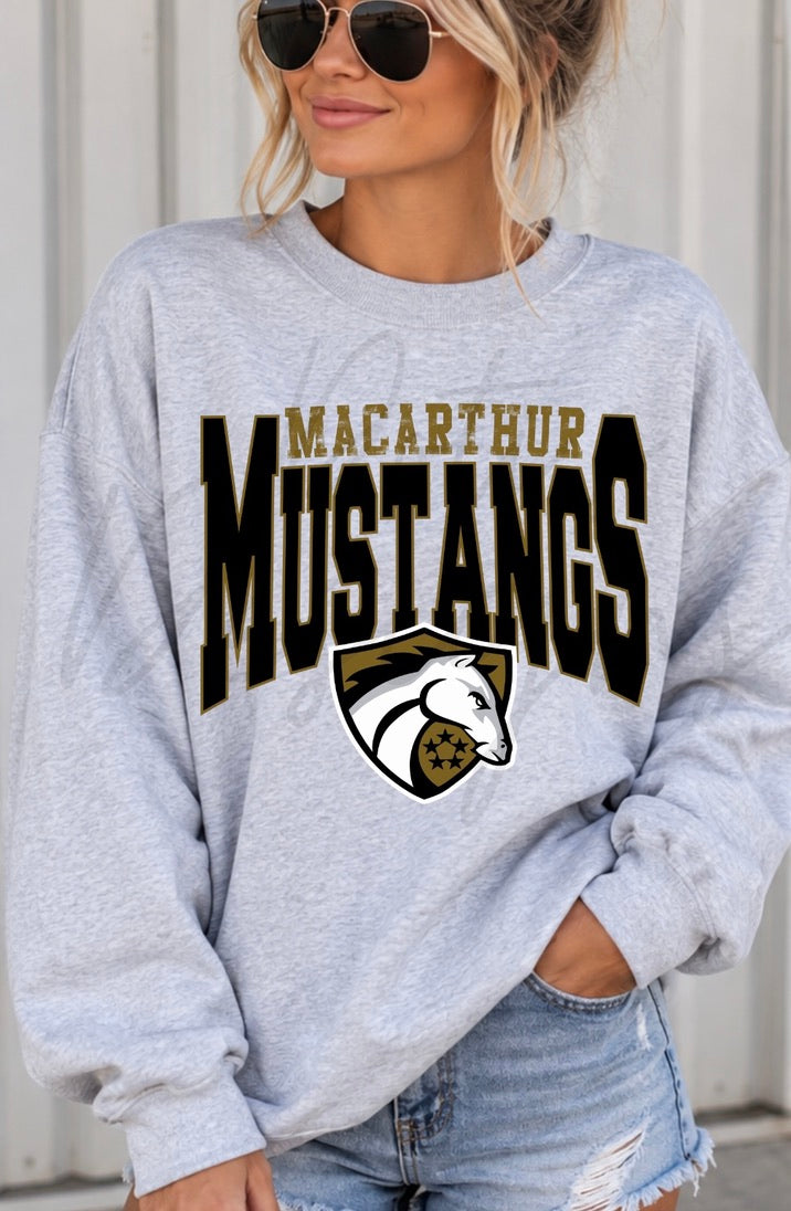MacArthur Mustangs - Retro School Mascot