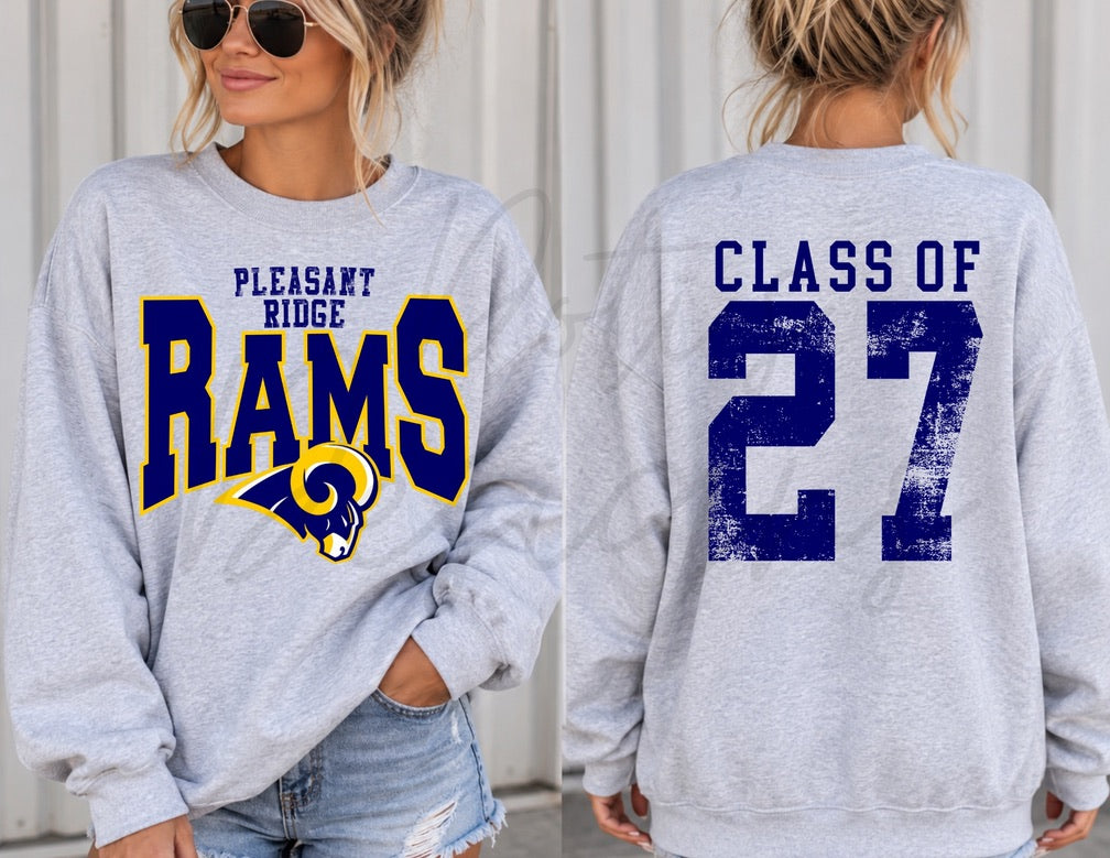 Pleasant Ridge Rams - Retro School Mascot
