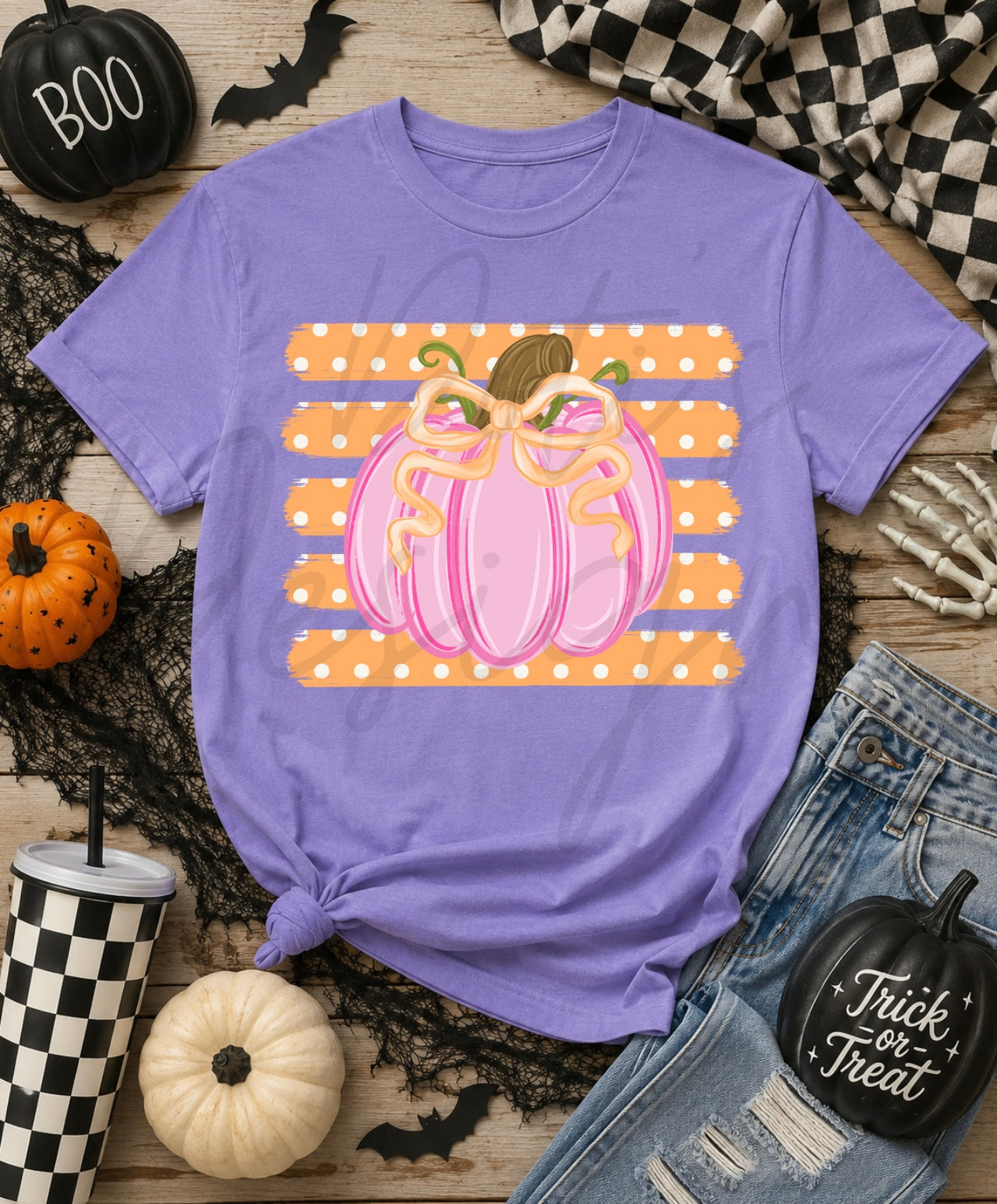 Polka Dot Stripes, Pink Pumpkin