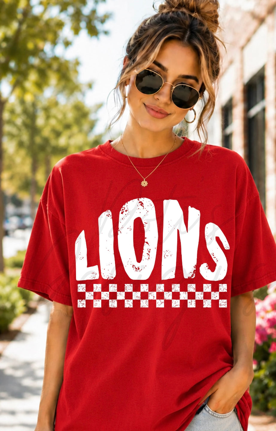 Lions Checkered Mascot