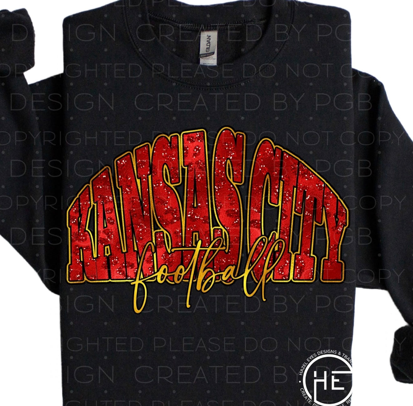 Kansas City Football Glitter Leopard