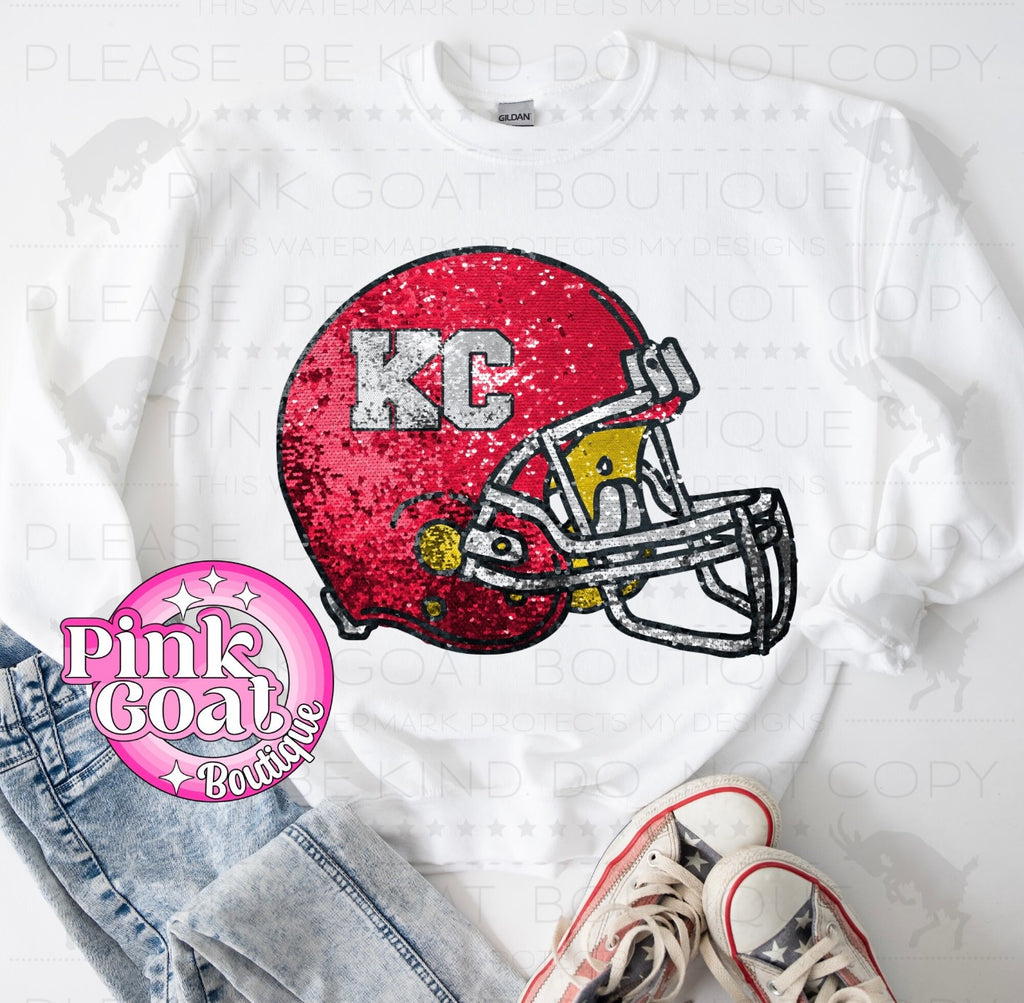 KC Football Leopard Helmet Sequins