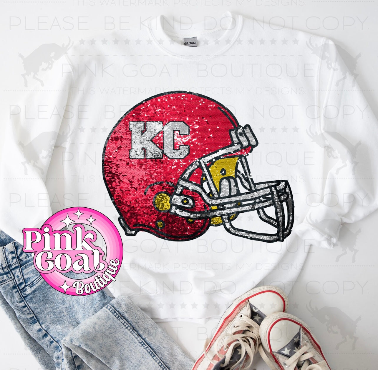 KC Football Leopard Helmet Sequins