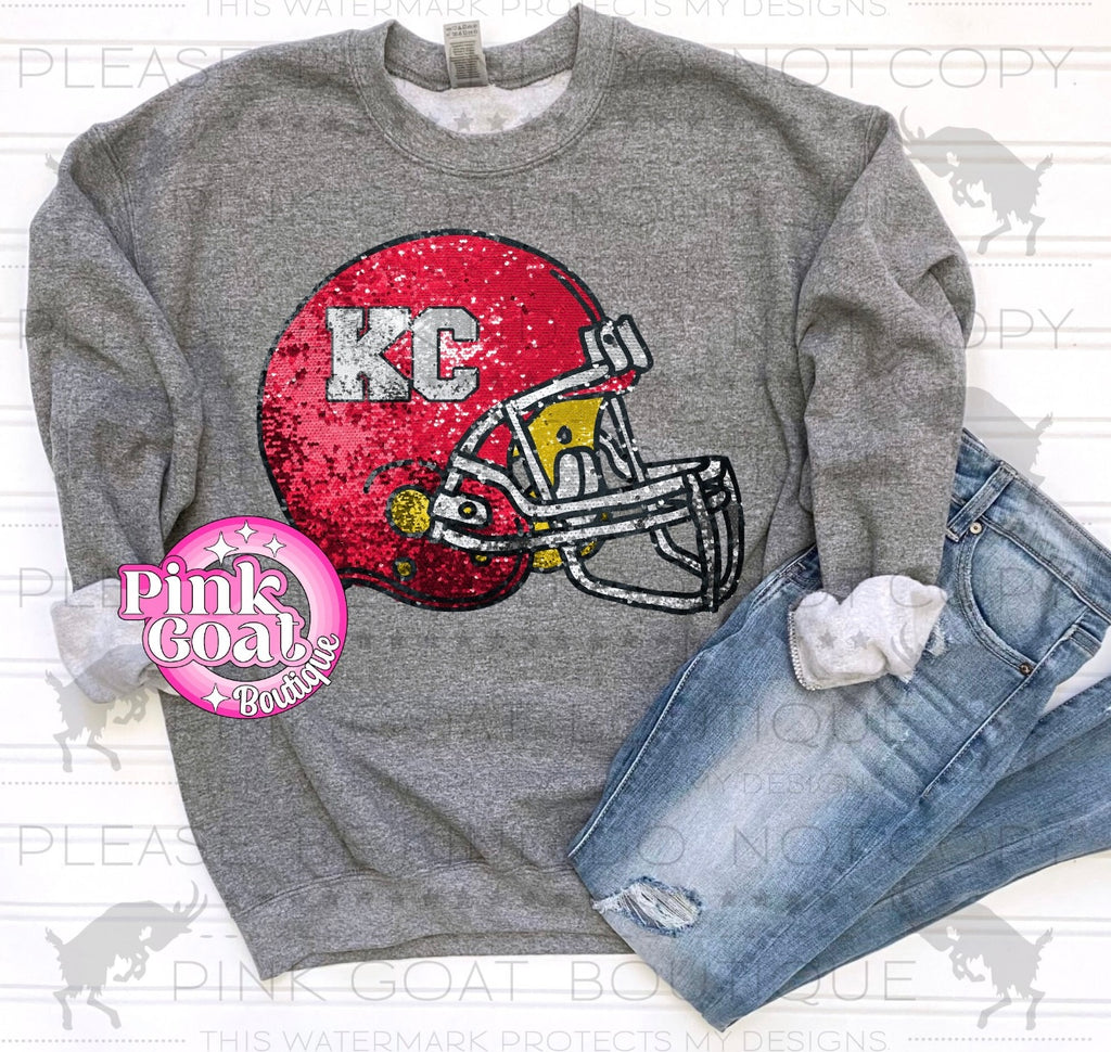 KC Football Leopard Helmet Sequins