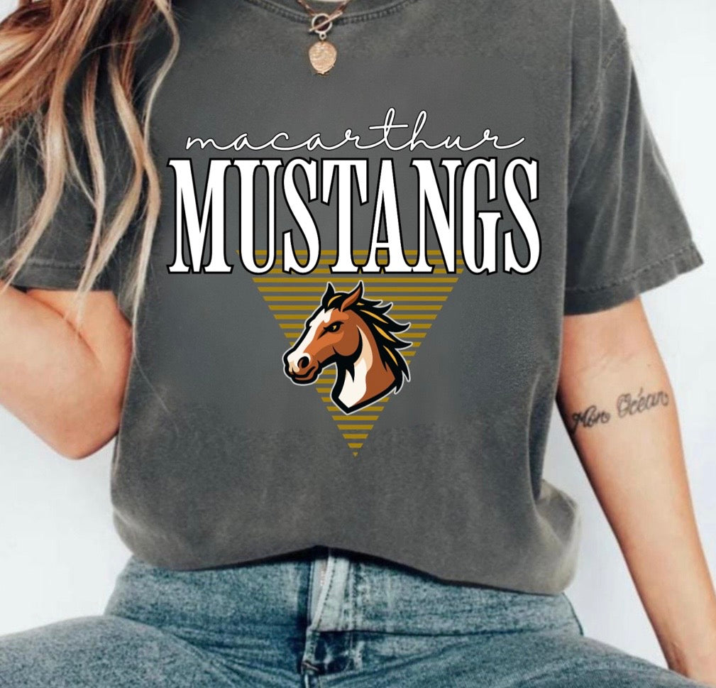 MacArthur Mustangs Retro Geometric