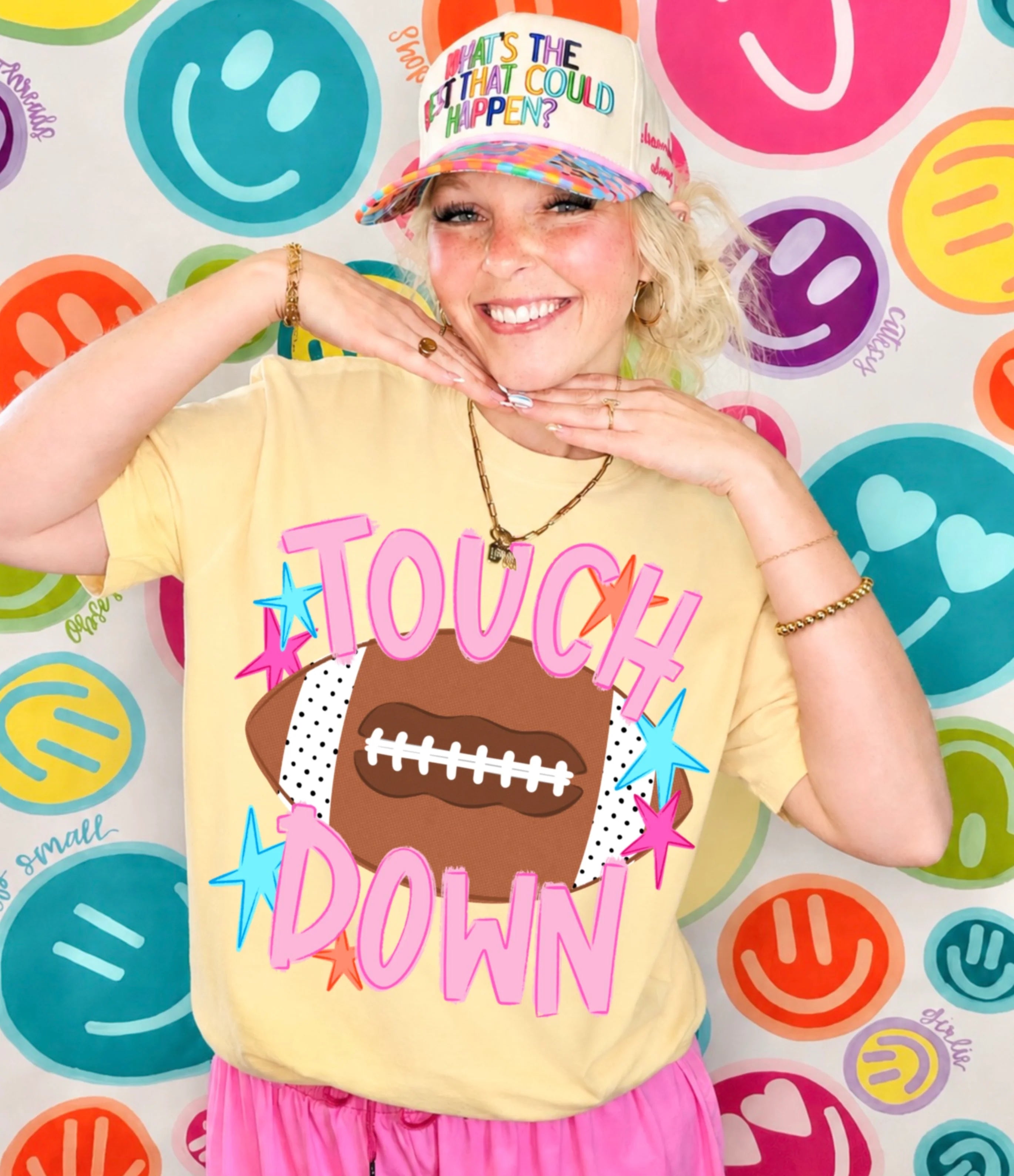Pink Touchdown with Stars