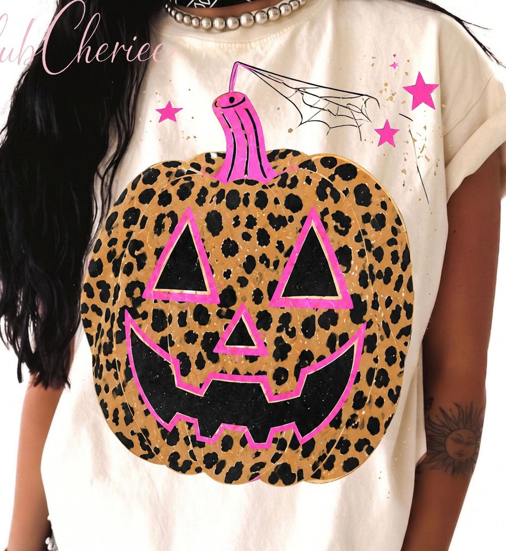 Pink and Leopard jack-O-Lantern
