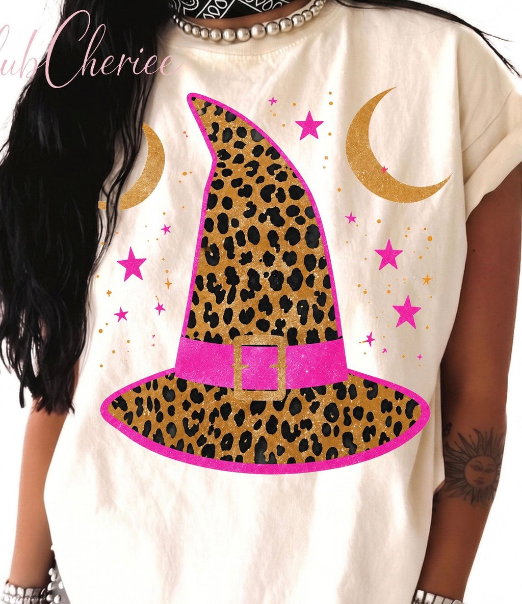 Pink and Leopard Witch Hat