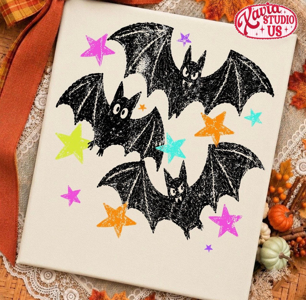 Bats and Colorful Stars