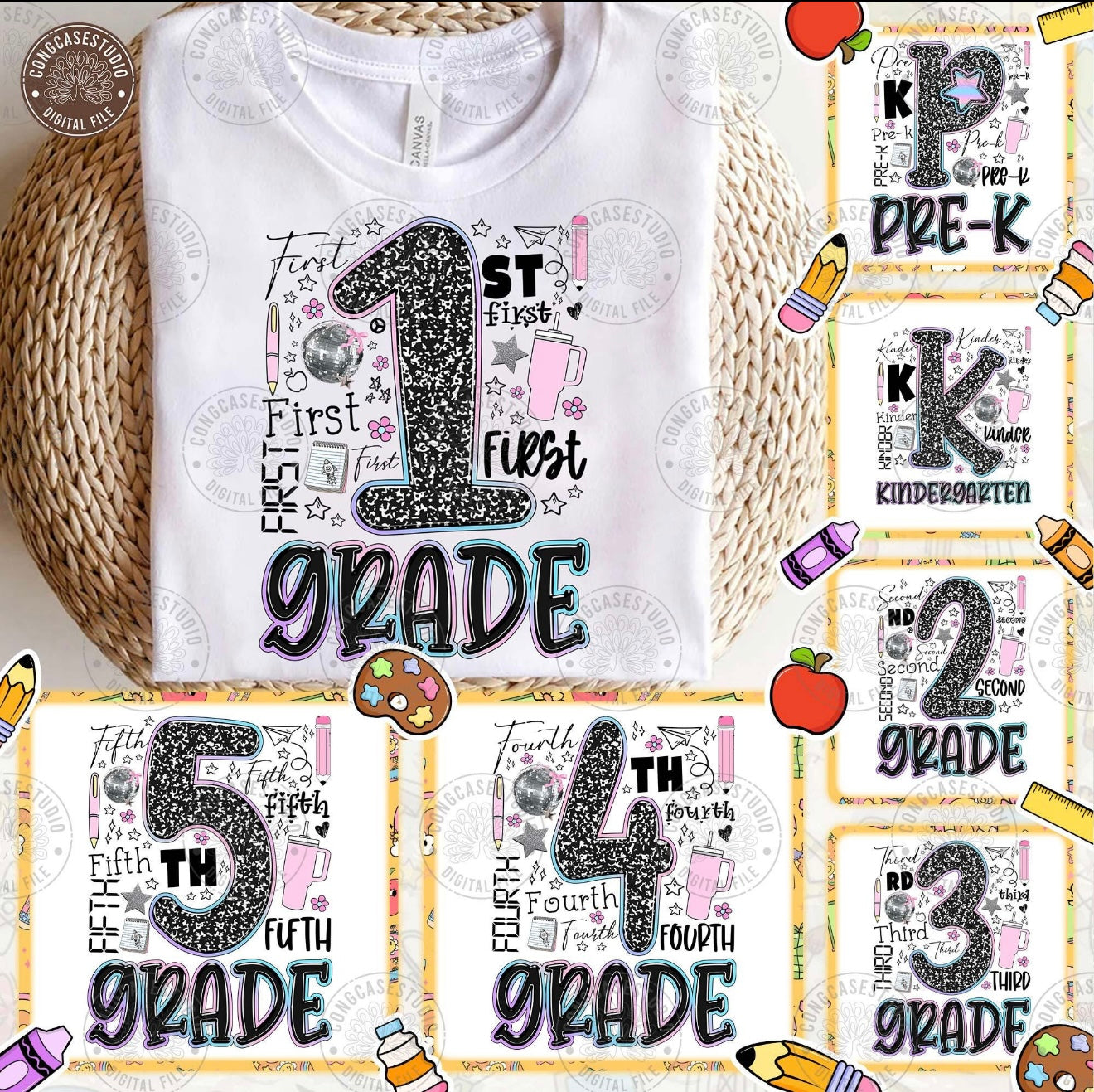 Cute School Collage Pre-K - 5th