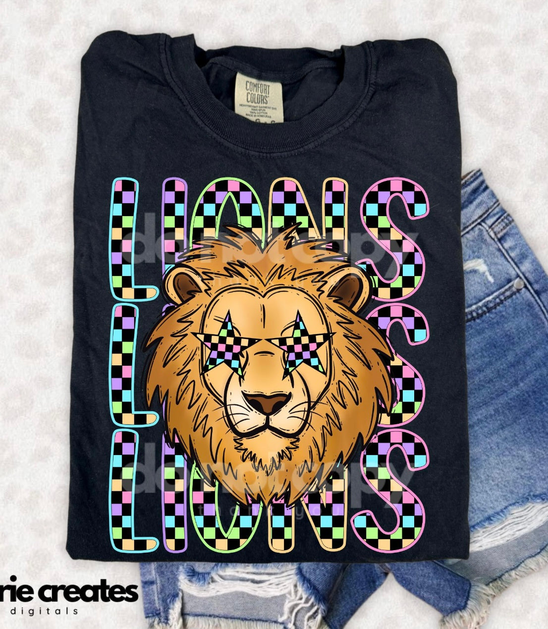 Colorful Checkered Lion